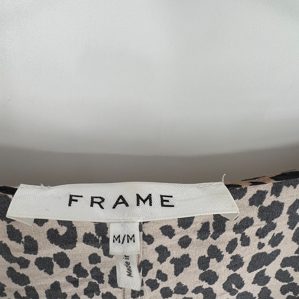 Frame Silk Animal Print Top Womens M Peplum Blouse Career Cheetah Leopard - Picture 6 of 9